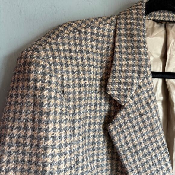 Vintage ADAM HALL Men's 44L Brown Houndstooth Wool Tweed Blazer Sports Coat NWOT - Picture 3 of 11